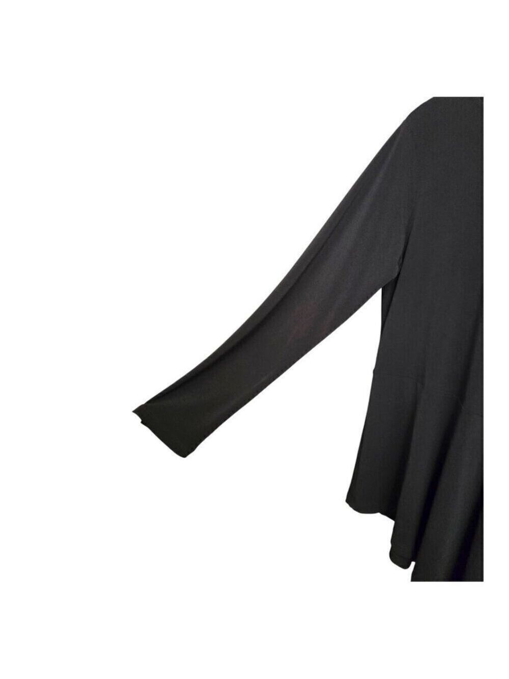 Tahari Black Asymmetrical Long Sleeve Tunic Blouse Sz L - Picture 3 of 9